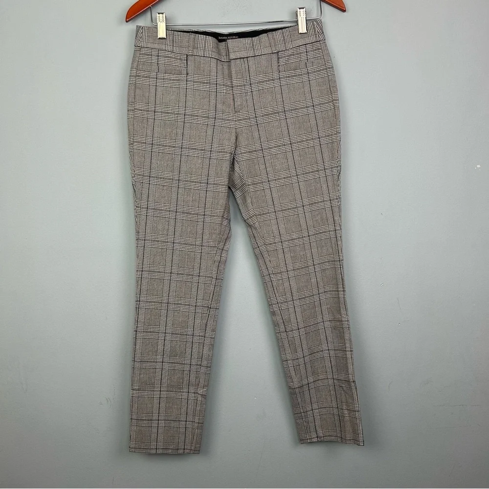 Banana republic Sloan plaid slim ankle pants size 2 mid rise multicolor - Picture 2 of 13